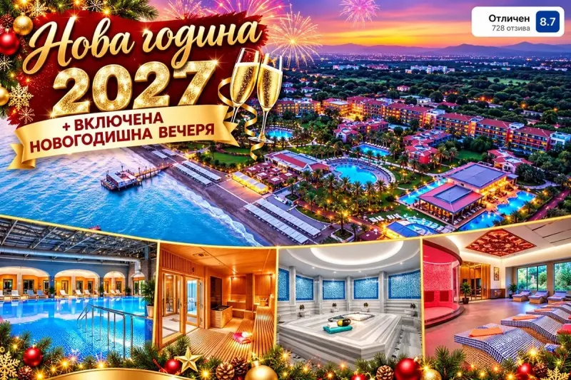 Нова Година в Белек, Турция: Полет от София + 4 или 5 нощувки на база Аll Inclusive + Новогодишна вечеря + релакс пакет в CLUB MEGA SARAY 5*