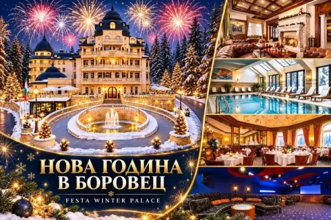 5-звездна Нова година в Боровец: 3 нощувки със закуски и вечери, едната от които празнична с петстепенно меню и музикално изпълнение на живо от Теодора Марчева, детска анимация с карнавал + басейн и релакс зона от хотел Феста Уинтър Палас