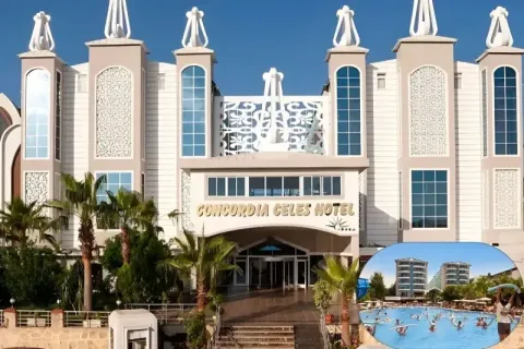 На първа линия в Алания, Турция: Автобусен транспорт + 7 Ultra All Inclusive нощувки на човек в CONCORDIA CELES HOTEL 5*