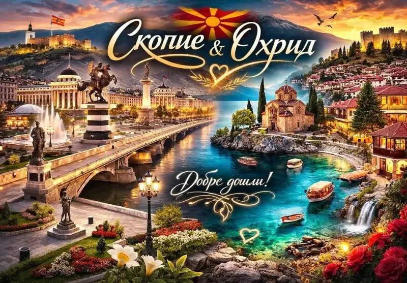 Екскурзия до Скопие и Охрид, Северна Македония: Транспорт + 2 нощувки на човек със закуски + Билянини извори и манастира Свети Наум от Ню Сън Травел. Тръгване от Варна, Слънчев брг, Бургас, Стара Загора и Пловдив