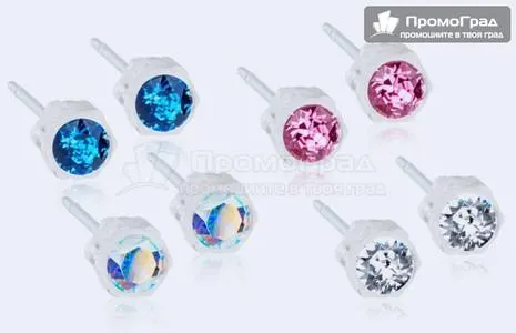 Поставяне на сертифицирани медицински обеци BLOMDAHL medical plastic топче с кристал