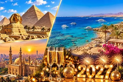 Нова Година в Египет: Чартърен полет от София + 6 нощувки на All Inclusive в Magic Beach Hotel 4* + 1 нощувка със закуска, обяд, вечеря и посещение на пирамидите в Кайро. Доплащане за Новогодишна вечеря.